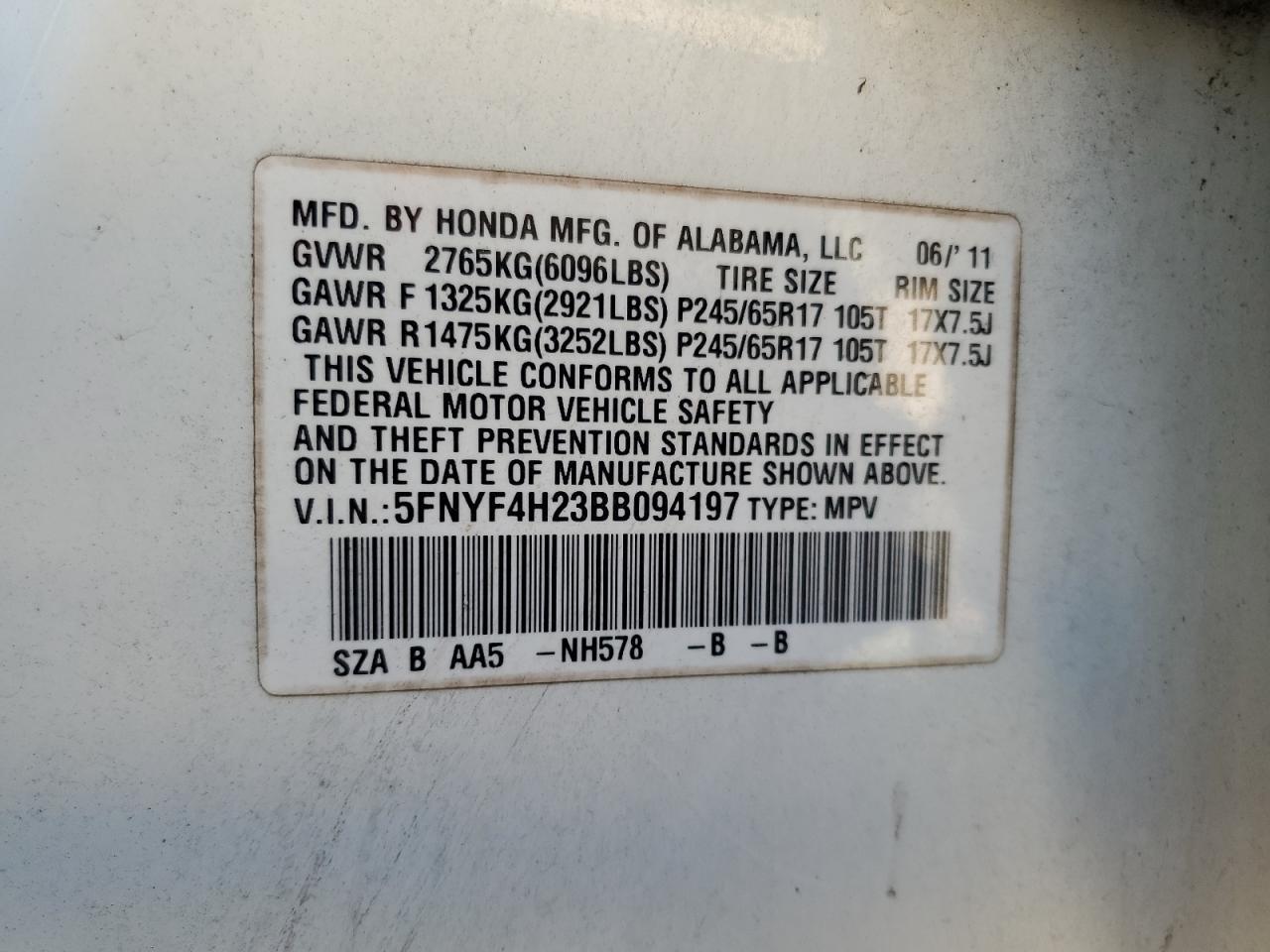 2011 HONDA PILOT