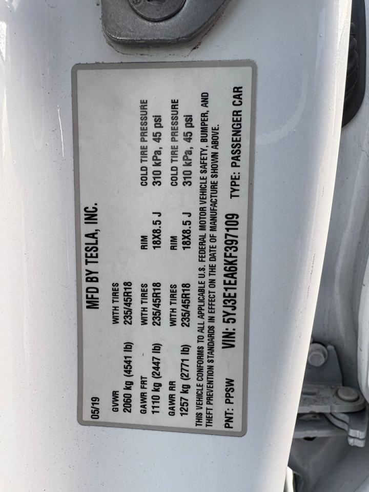 2019 TESLA MODEL 3