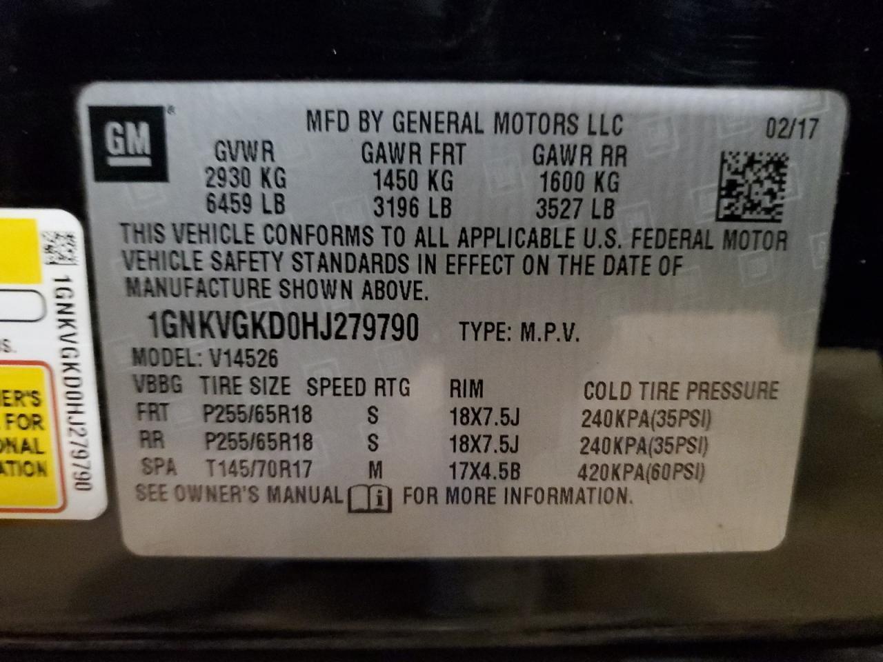 2017 CHEVROLET TRAVERSE