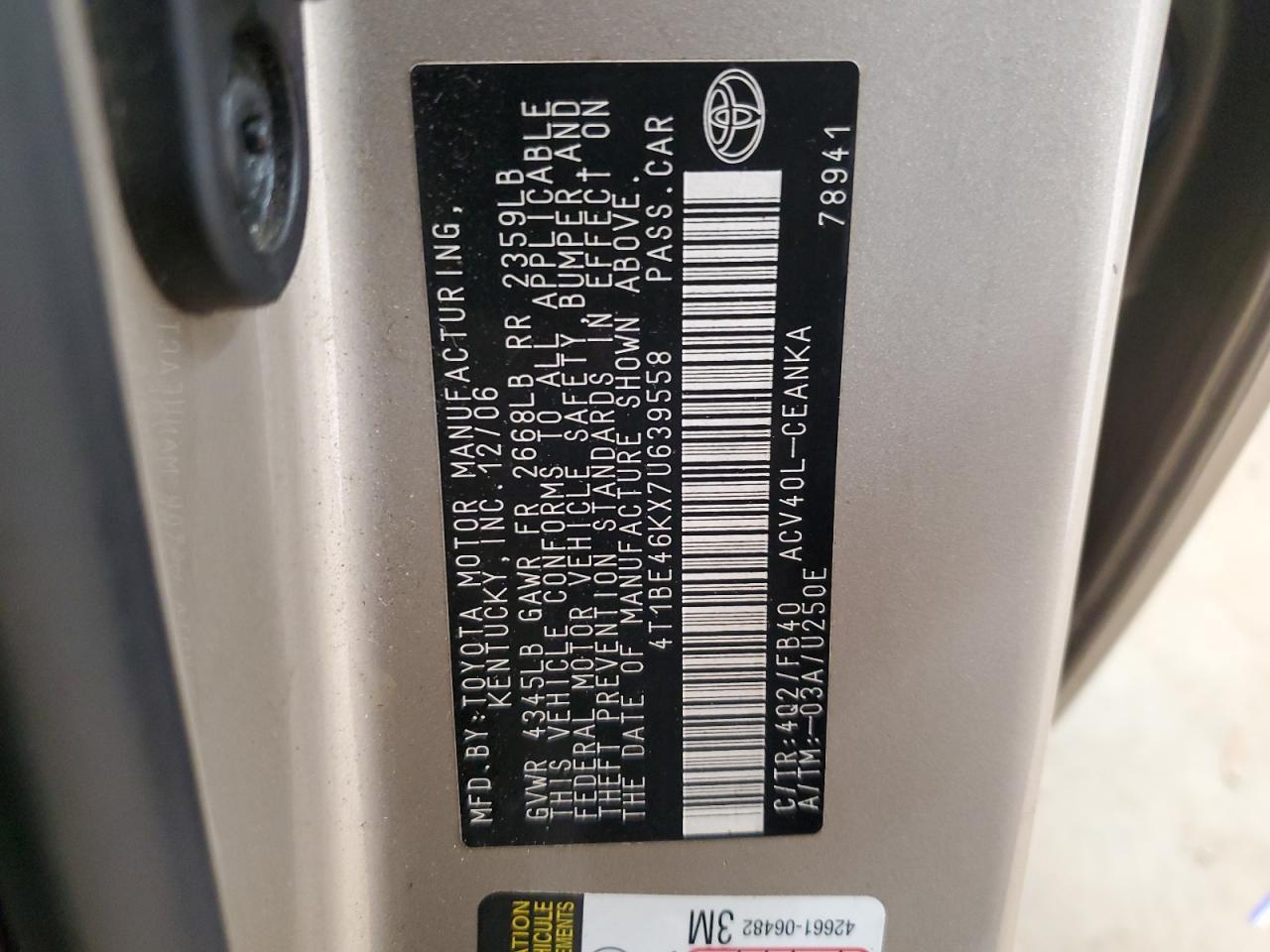 2007 TOYOTA CAMRY