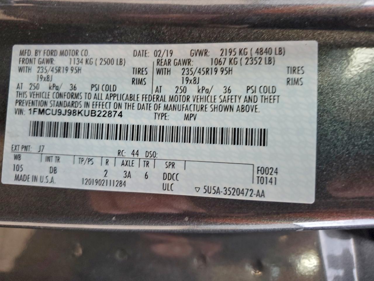 2019 FORD ESCAPE