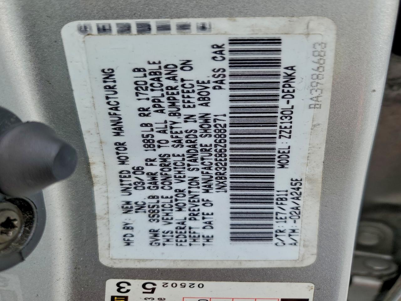 2006 TOYOTA COROLLA