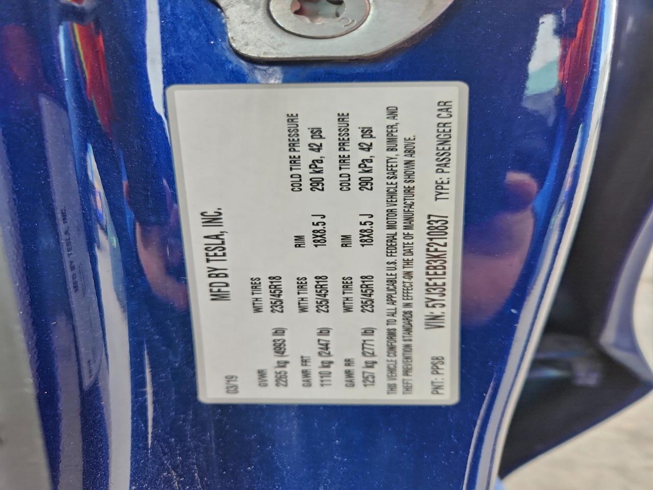 2019 TESLA MODEL 3