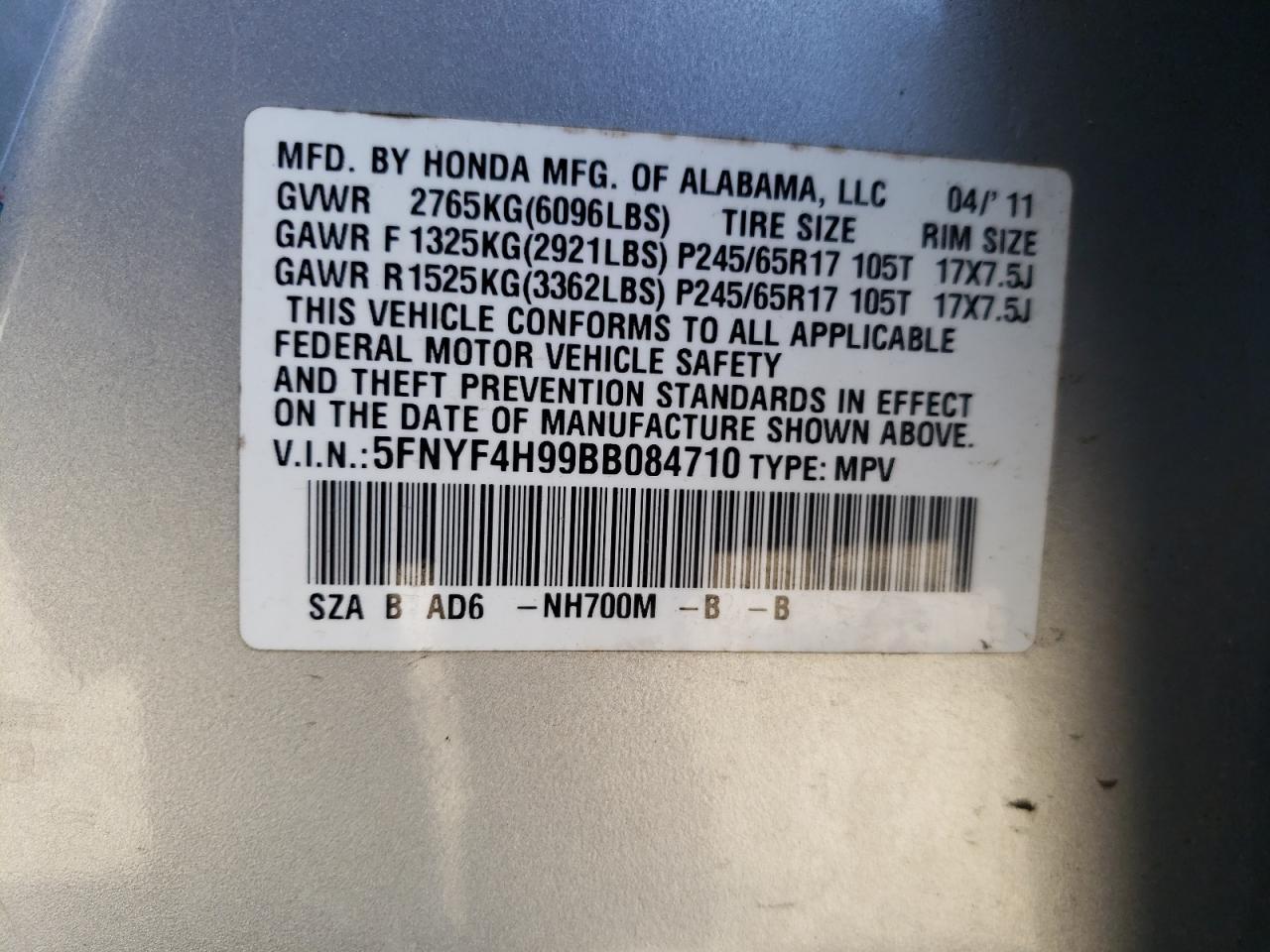 2011 HONDA PILOT