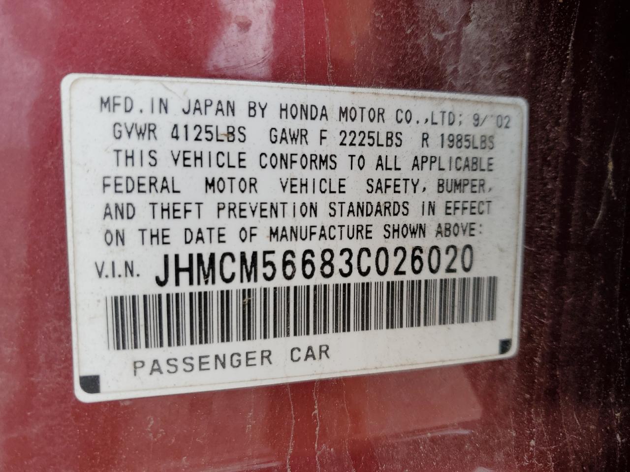 2003 HONDA ACCORD