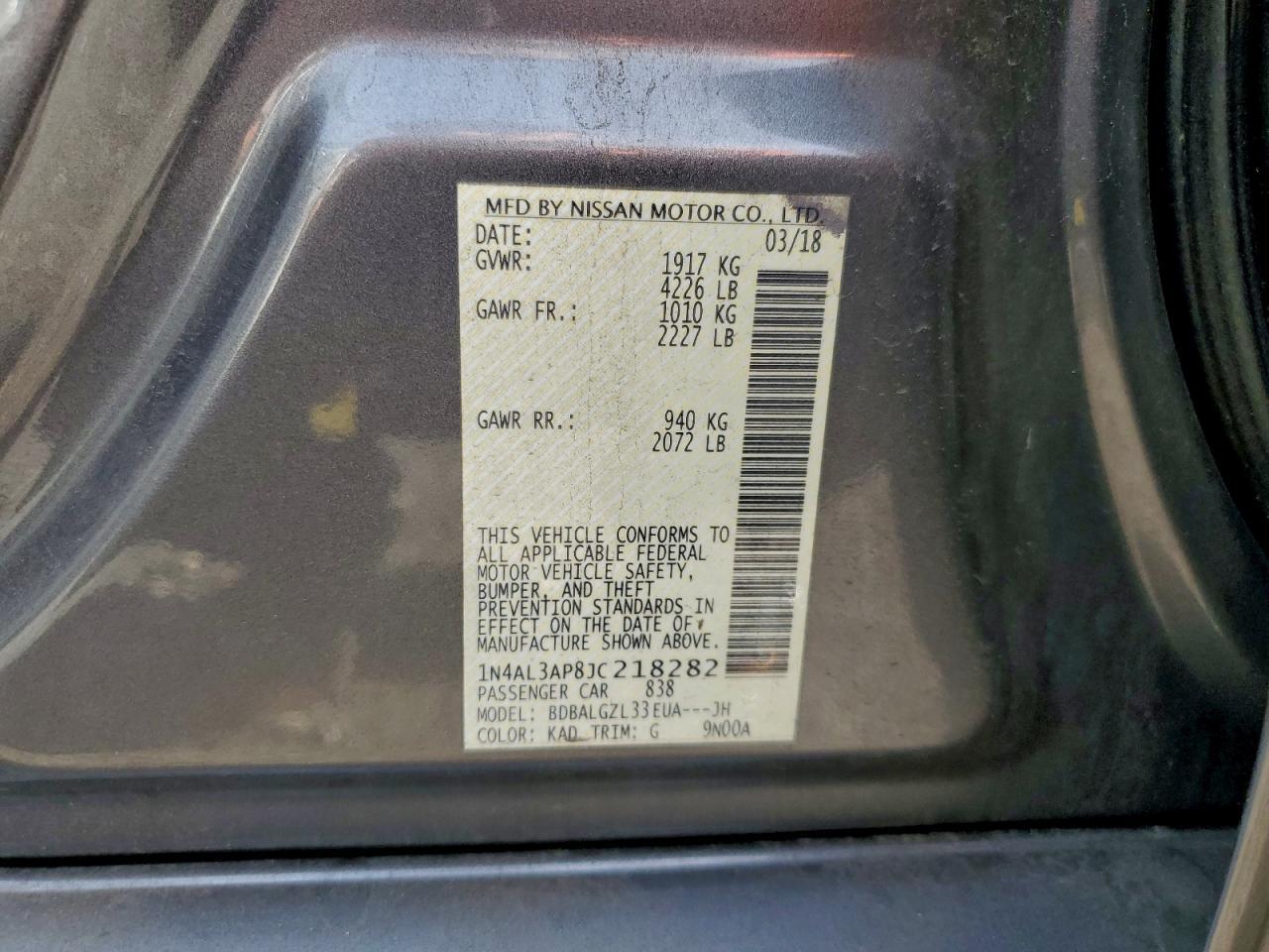 2018 NISSAN ALTIMA