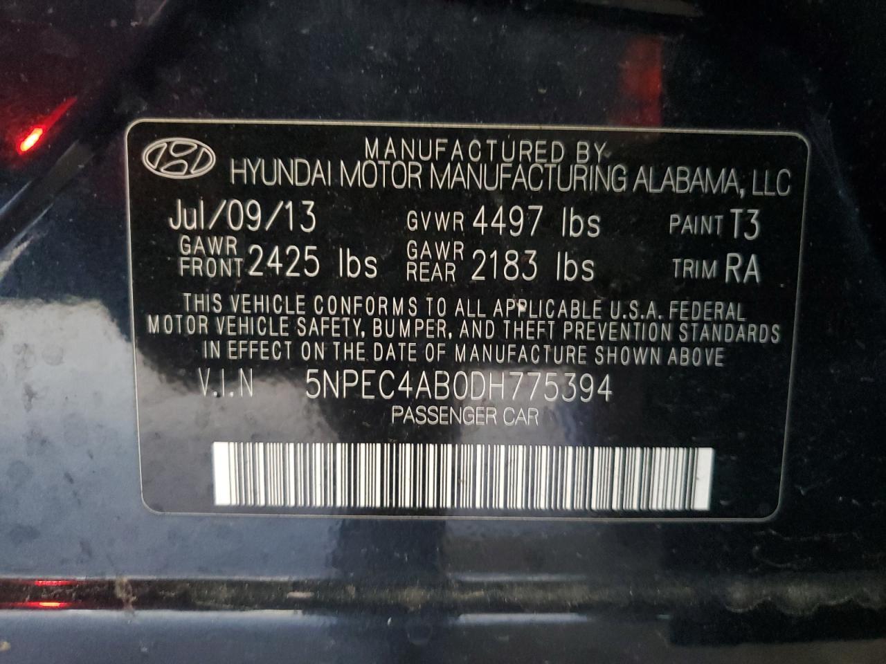 2013 HYUNDAI SONATA