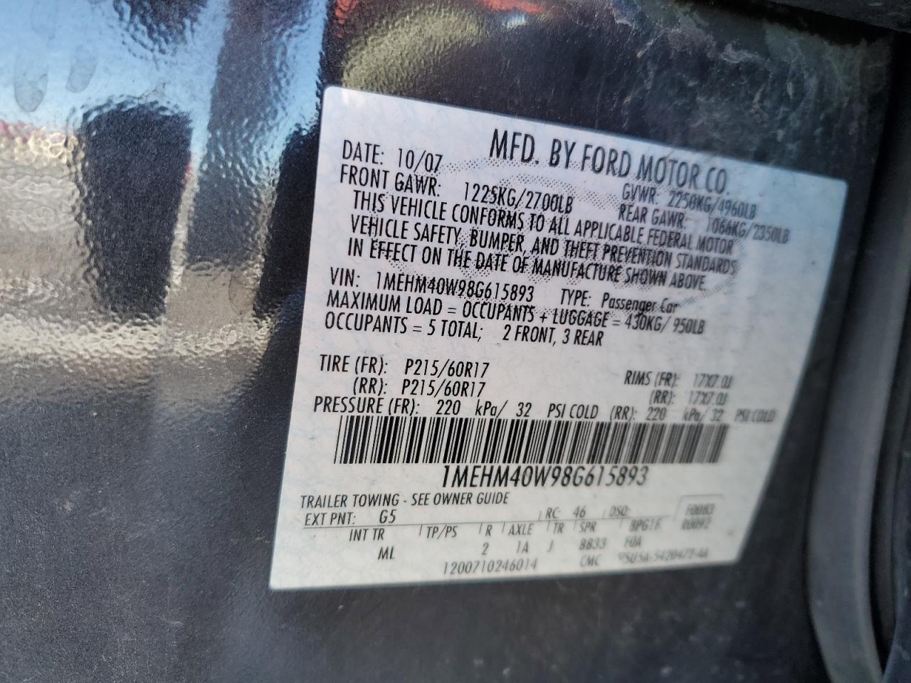 2008 MERCURY Sable