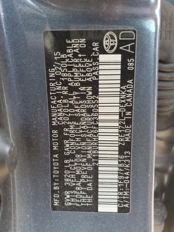2015 TOYOTA COROLLA