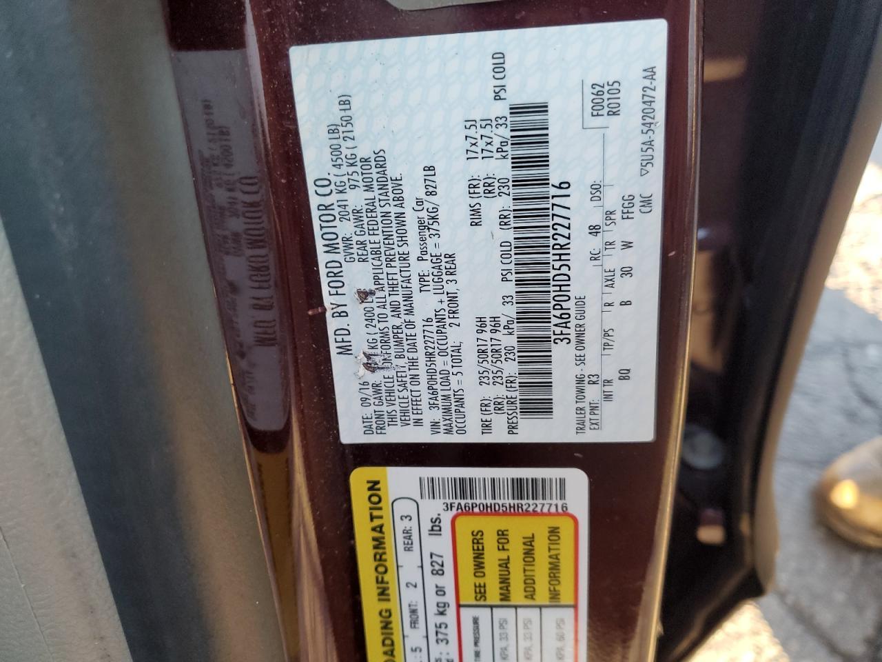 2017 FORD FUSION