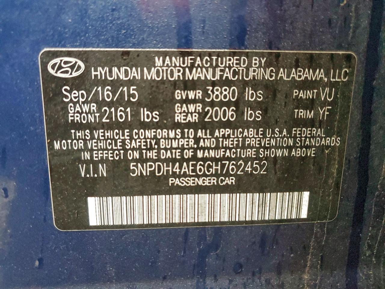2016 HYUNDAI ELANTRA