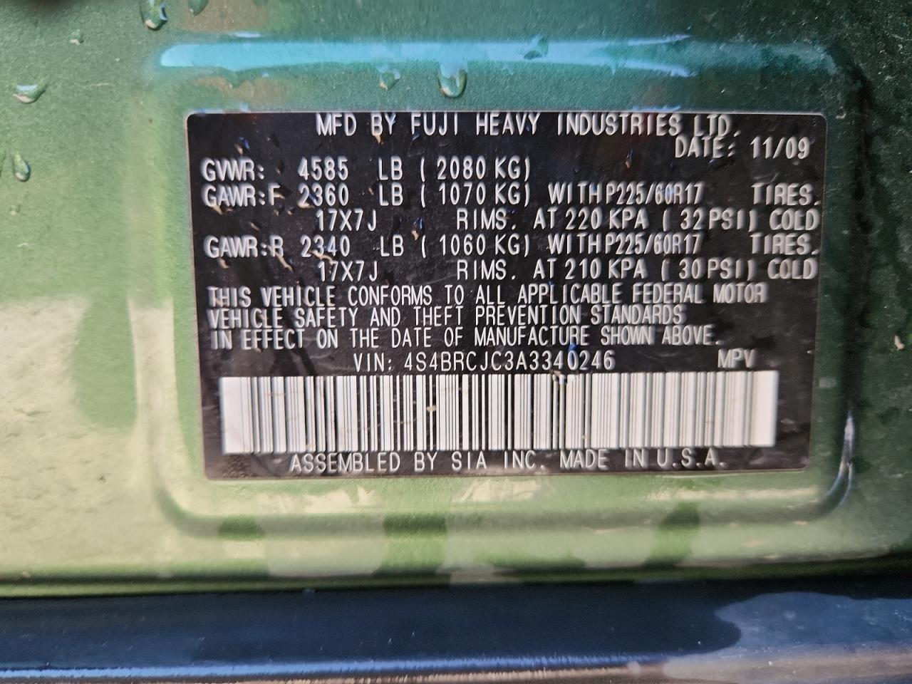 2010 SUBARU Outback