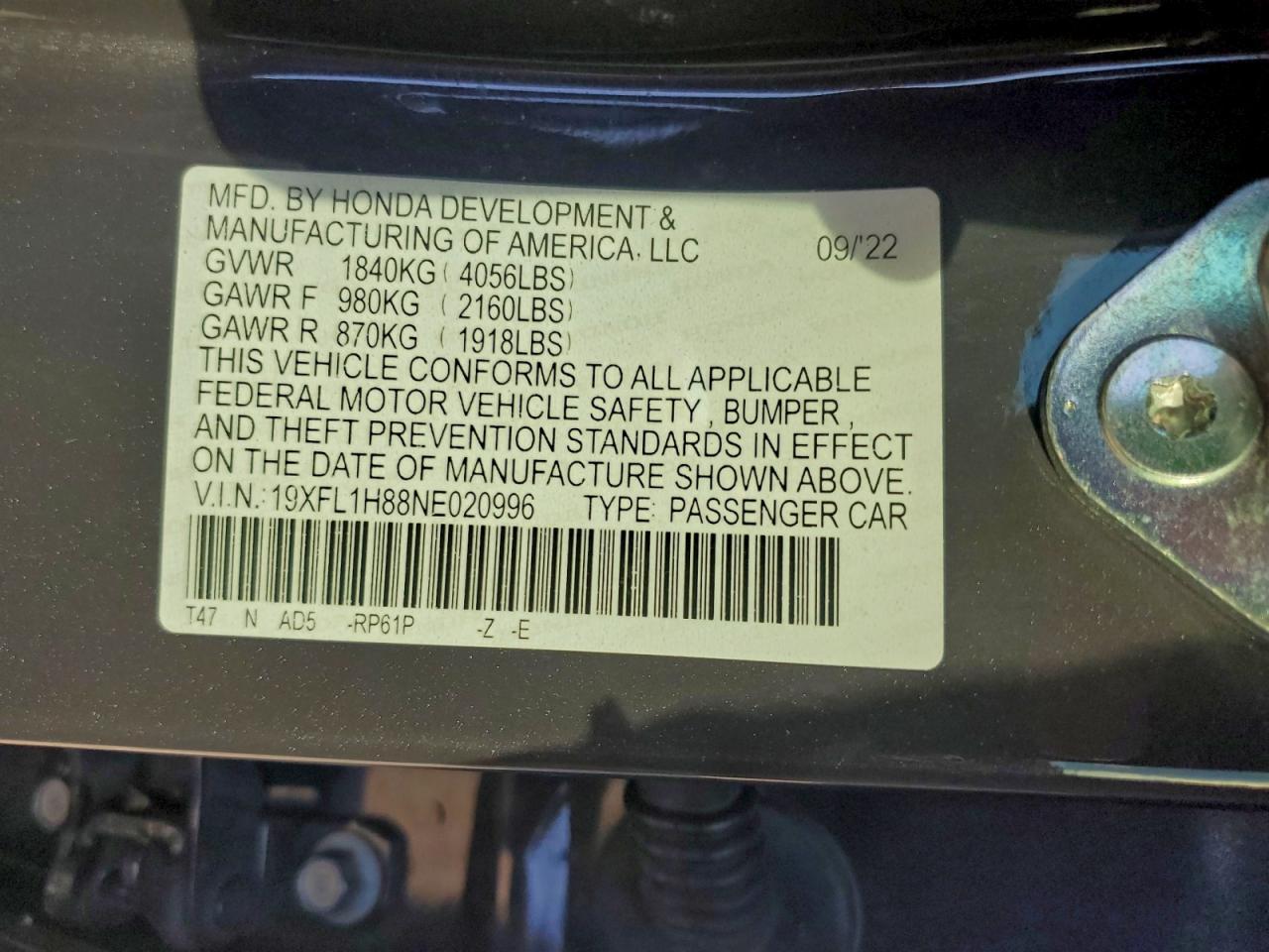 2022 HONDA CIVIC