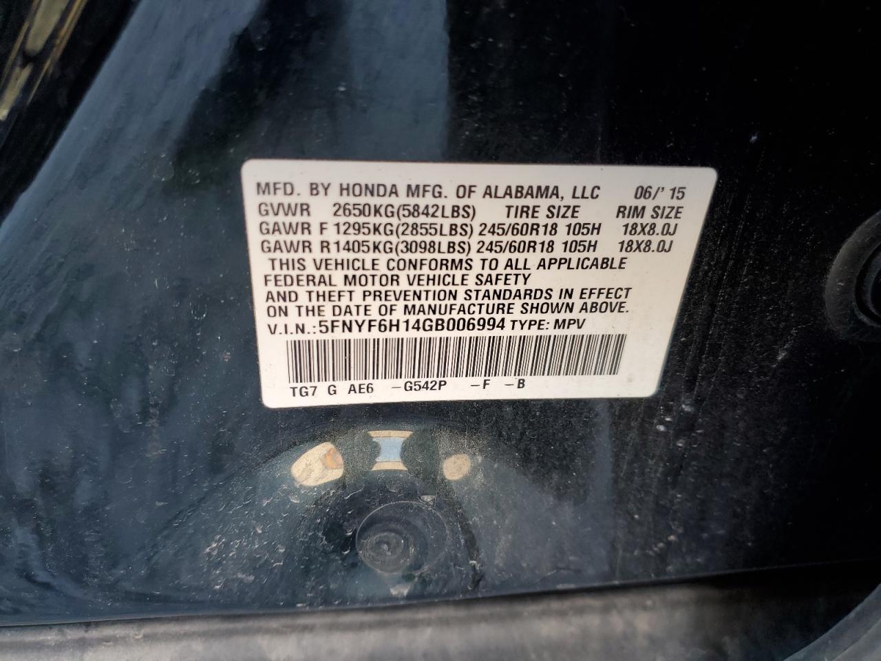 2016 HONDA PILOT