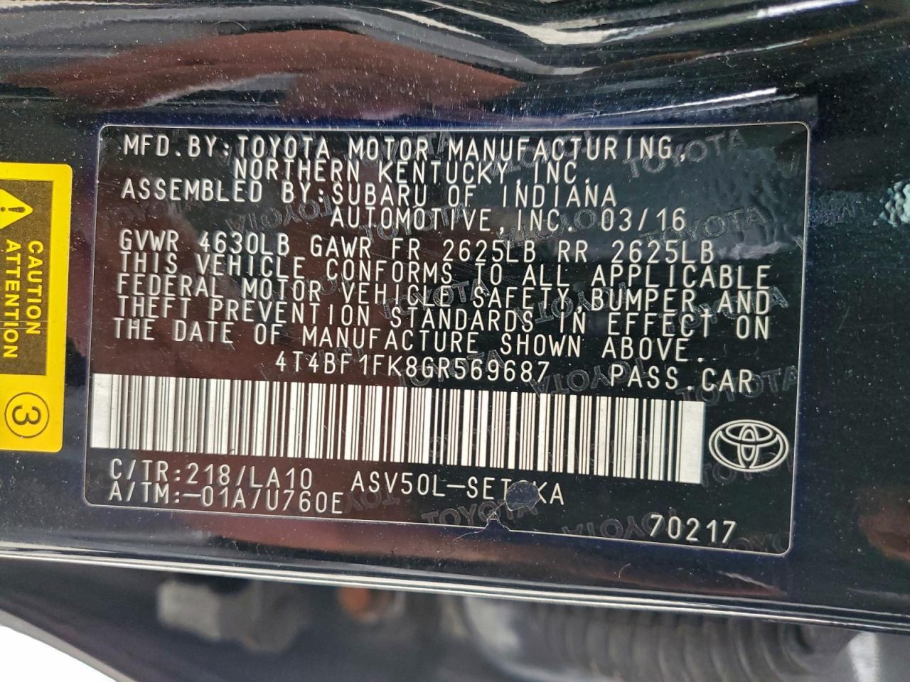 2016 TOYOTA CAMRY