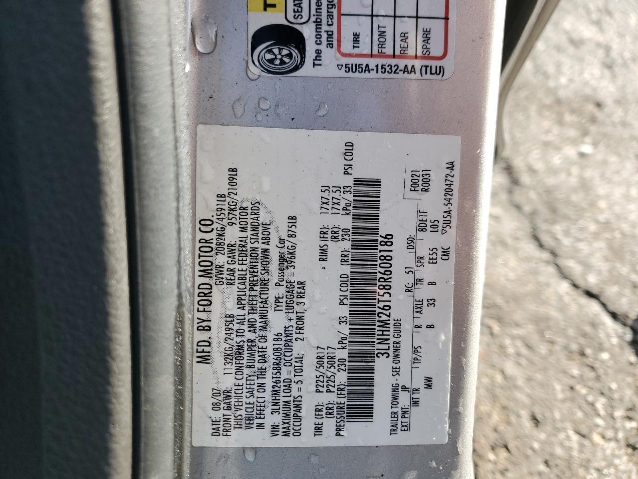 2008 LINCOLN MKZ
