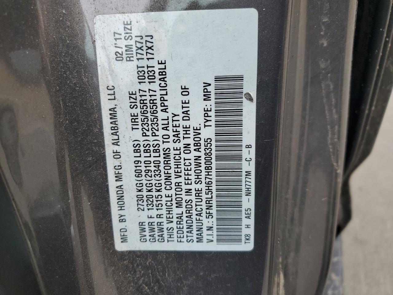 2017 HONDA ODYSSEY