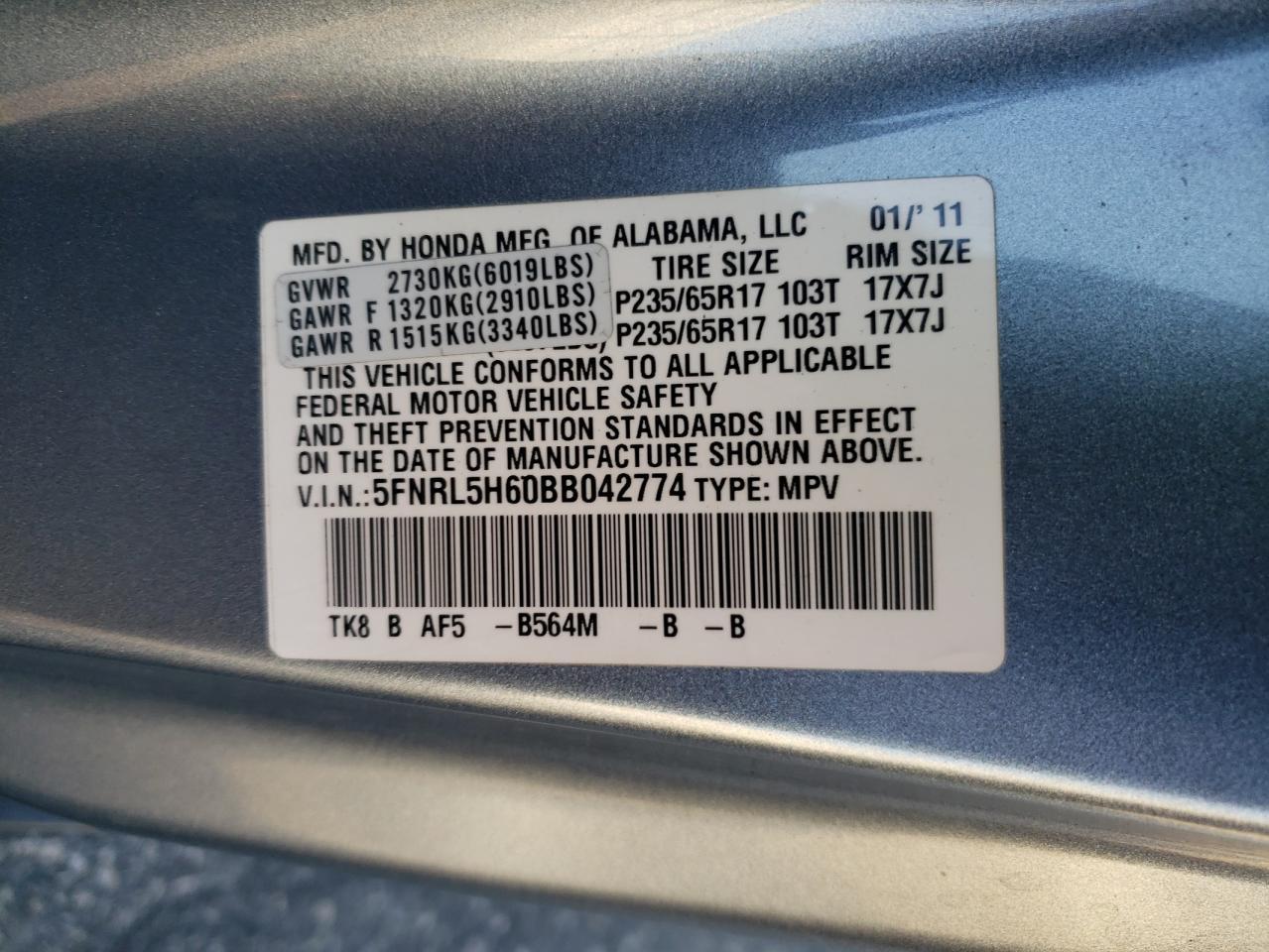 2011 HONDA ODYSSEY
