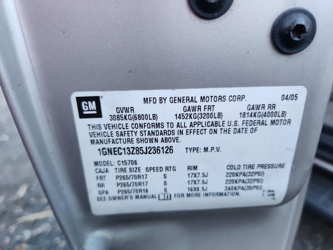 2005 CHEVROLET