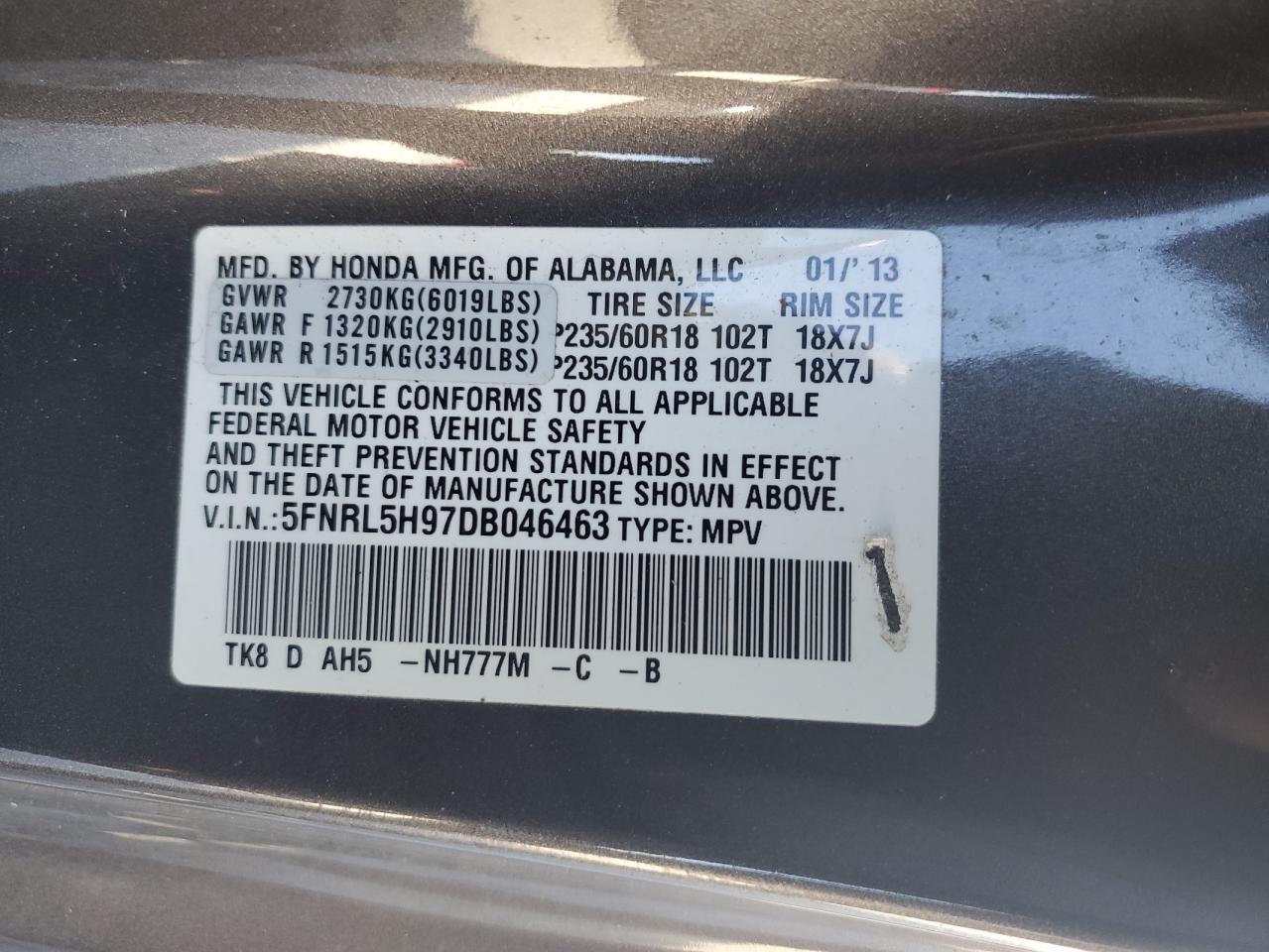 2013 HONDA ODYSSEY