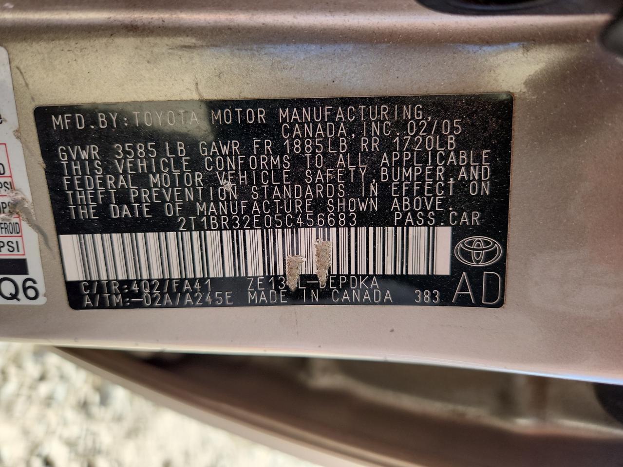 2005 TOYOTA COROLLA