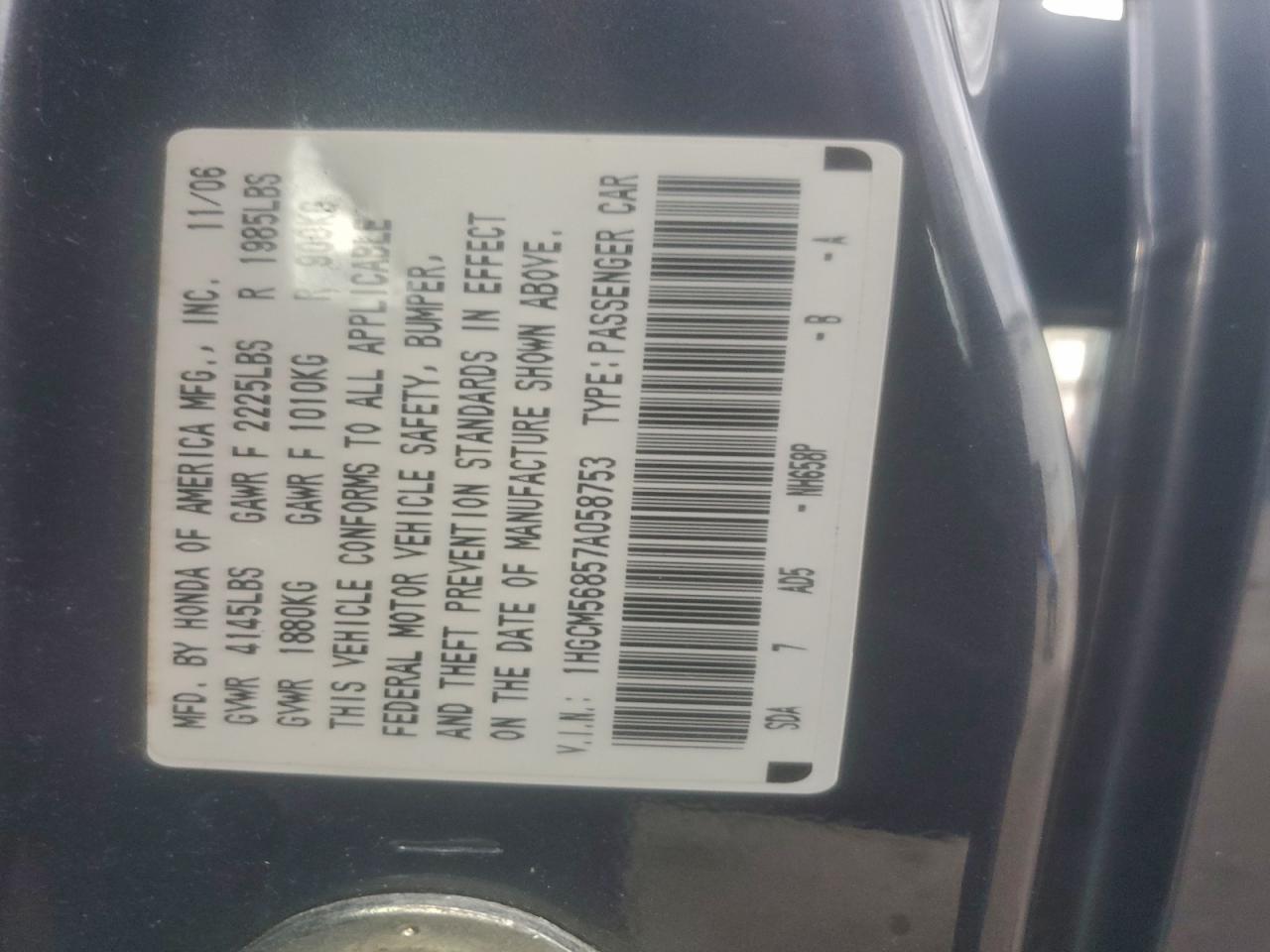 2007 HONDA ACCORD