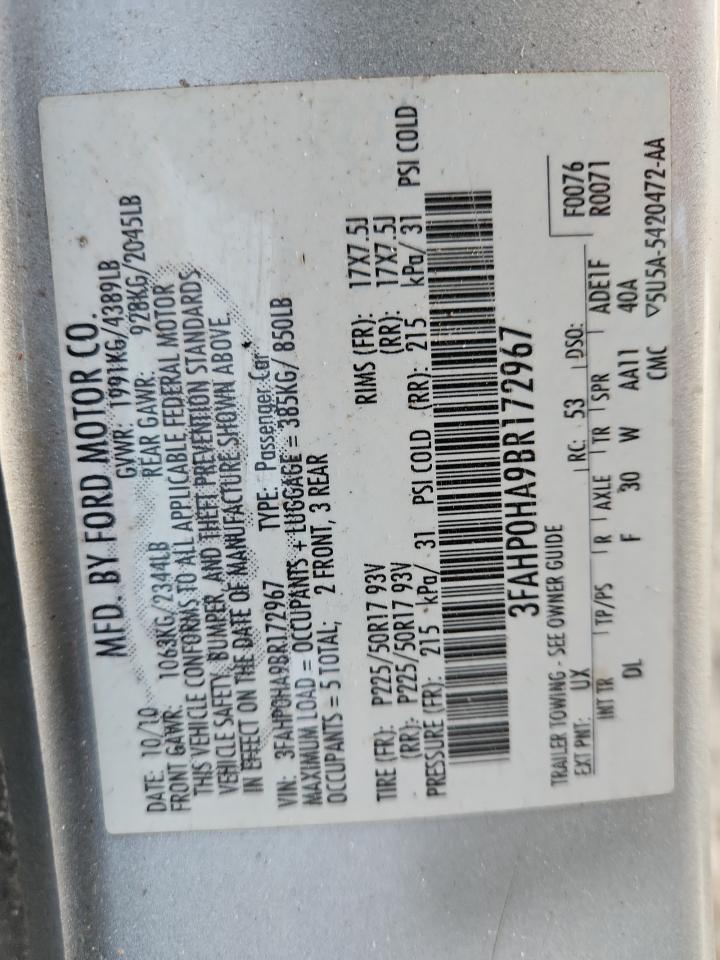 2011 FORD FUSION