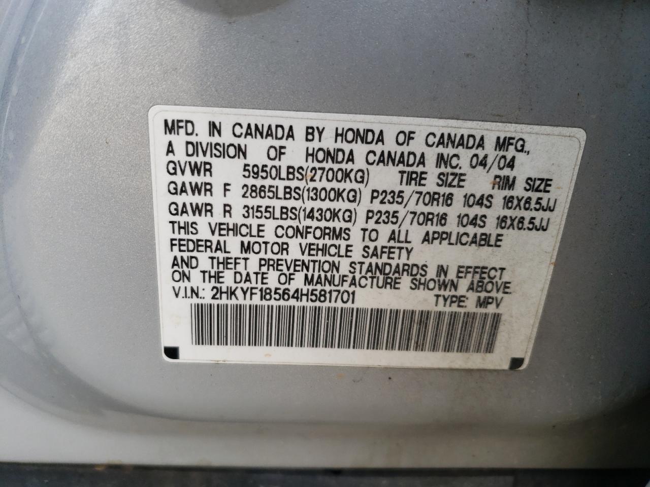 2004 HONDA PILOT