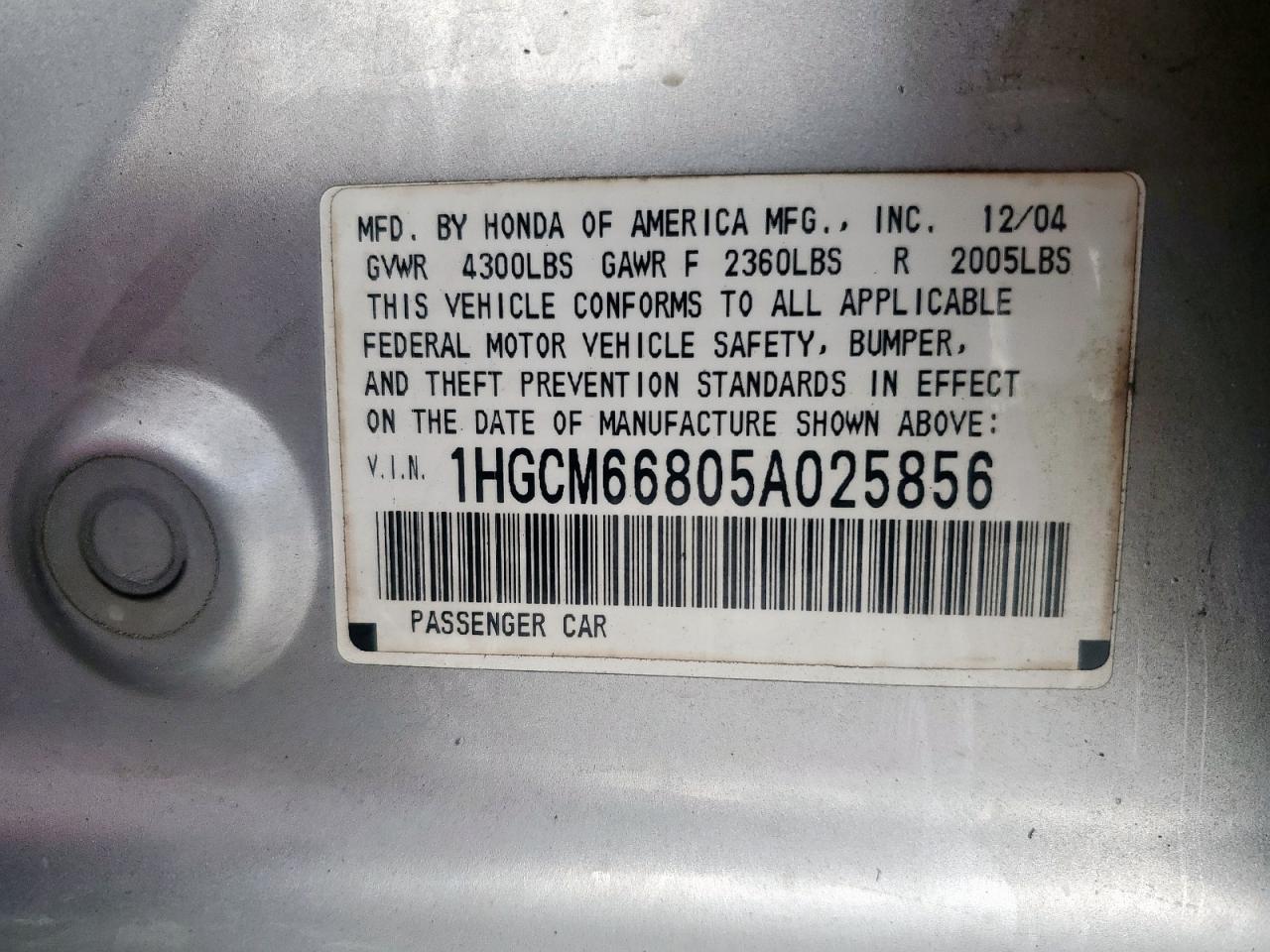 2005 HONDA ACCORD