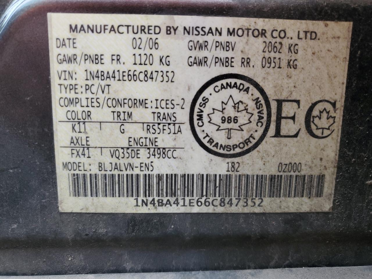 2006 NISSAN Maxima