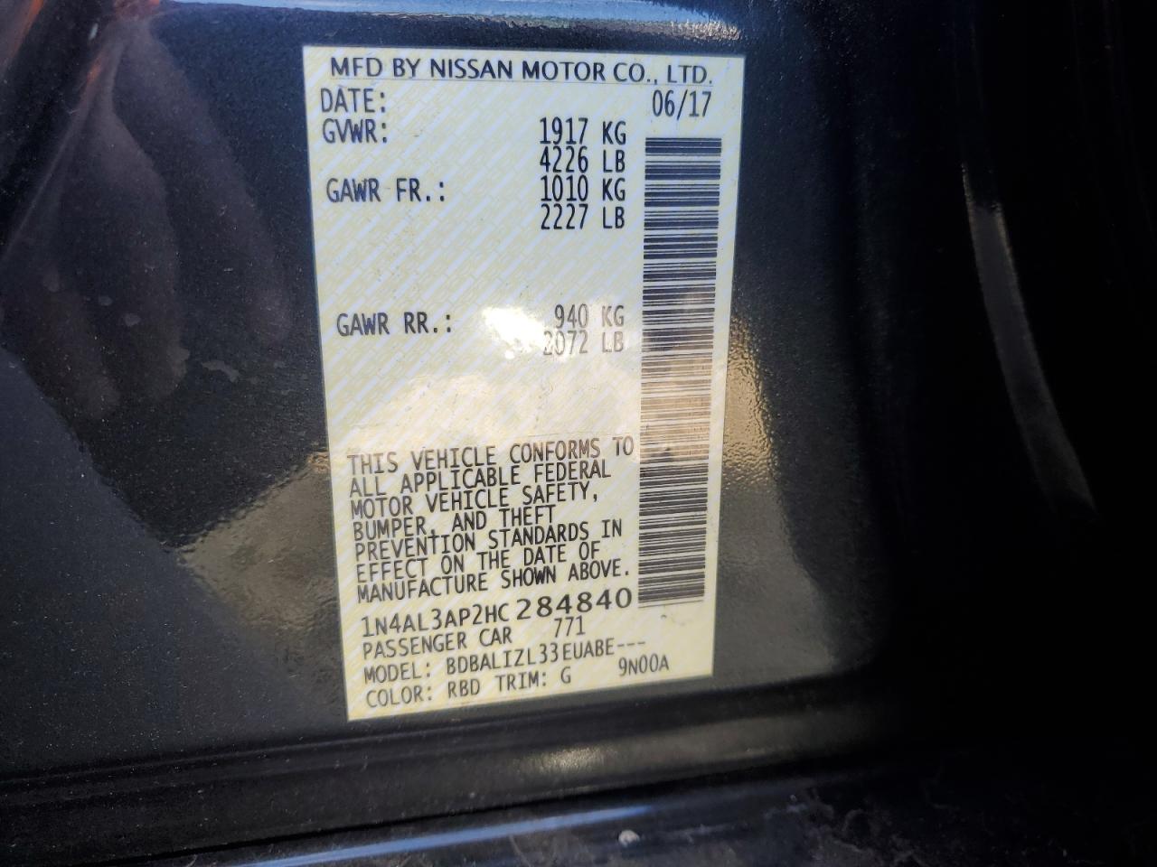 2017 NISSAN ALTIMA