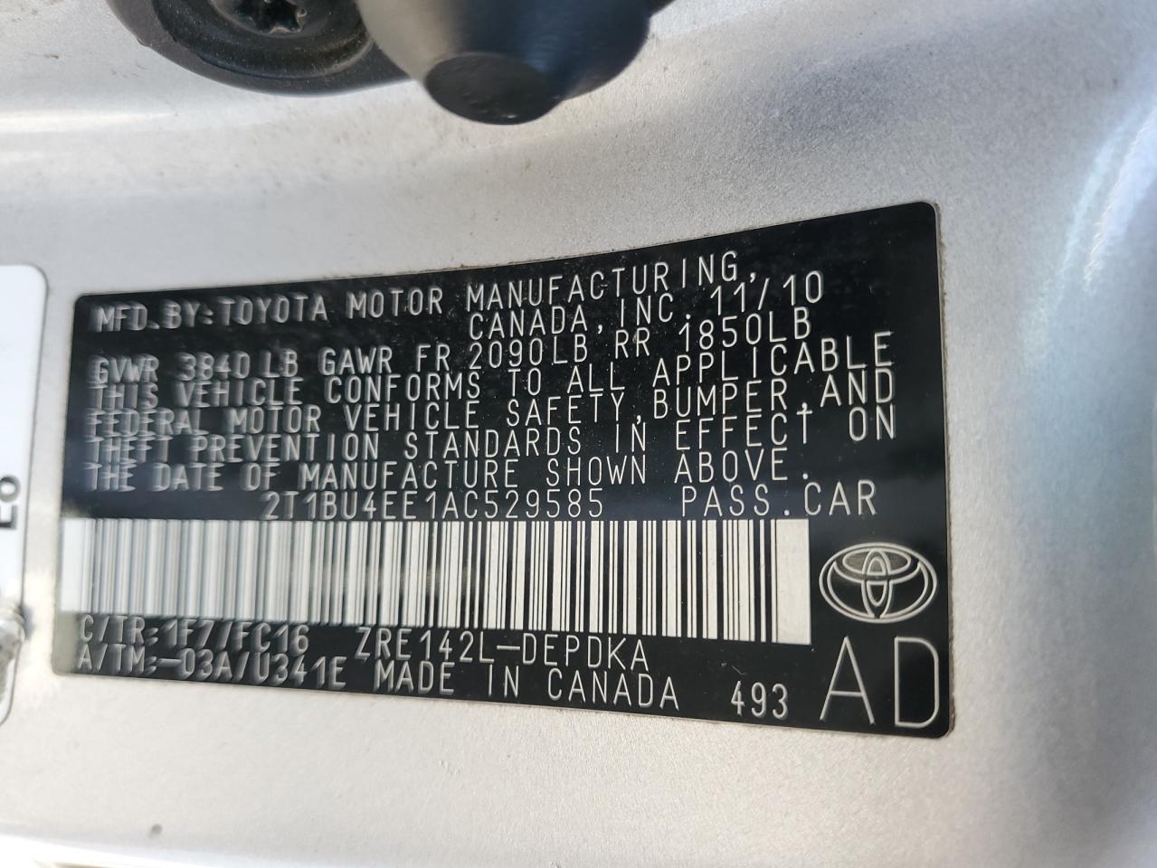 2010 TOYOTA COROLLA