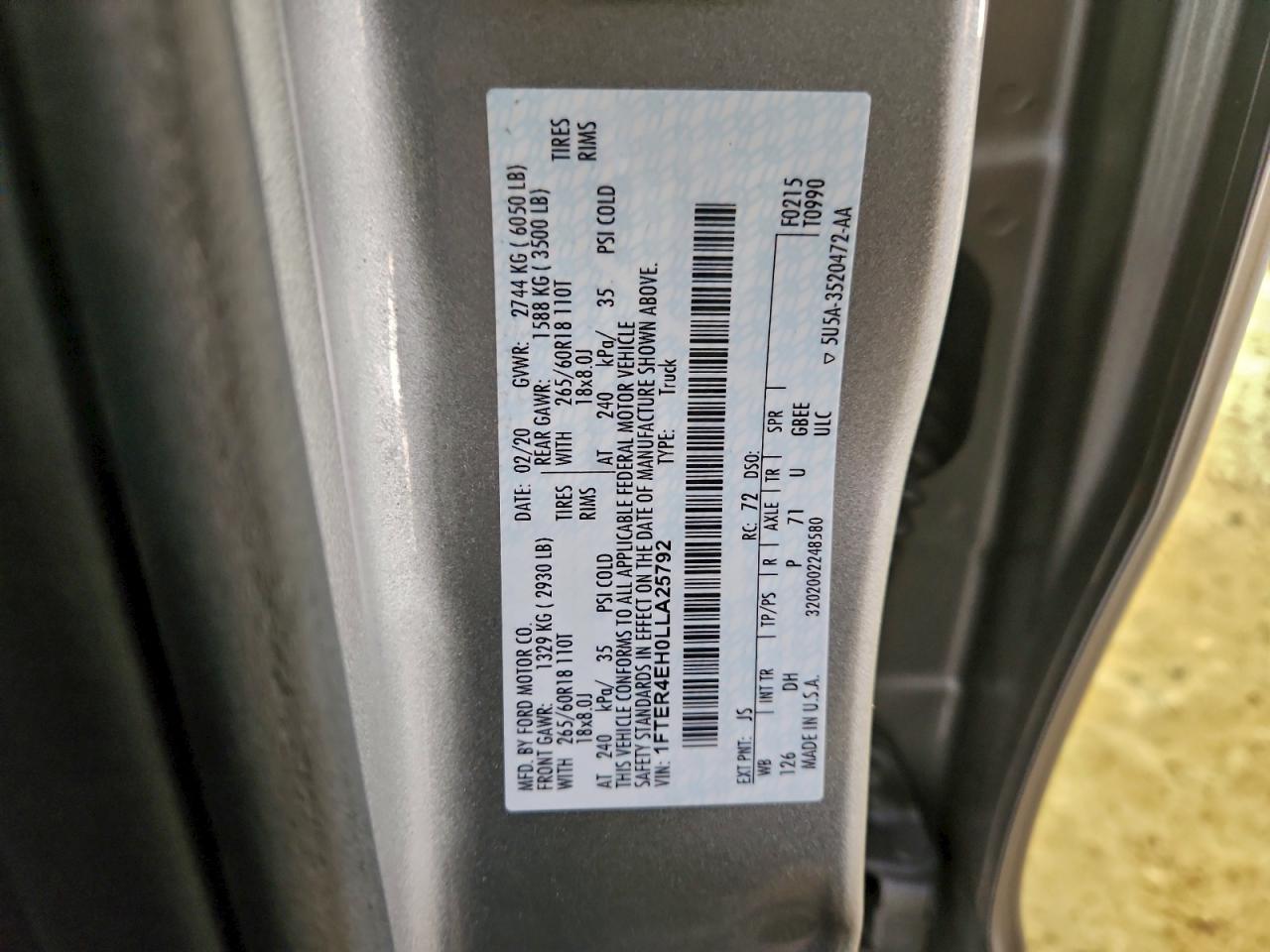2020 FORD RANGER