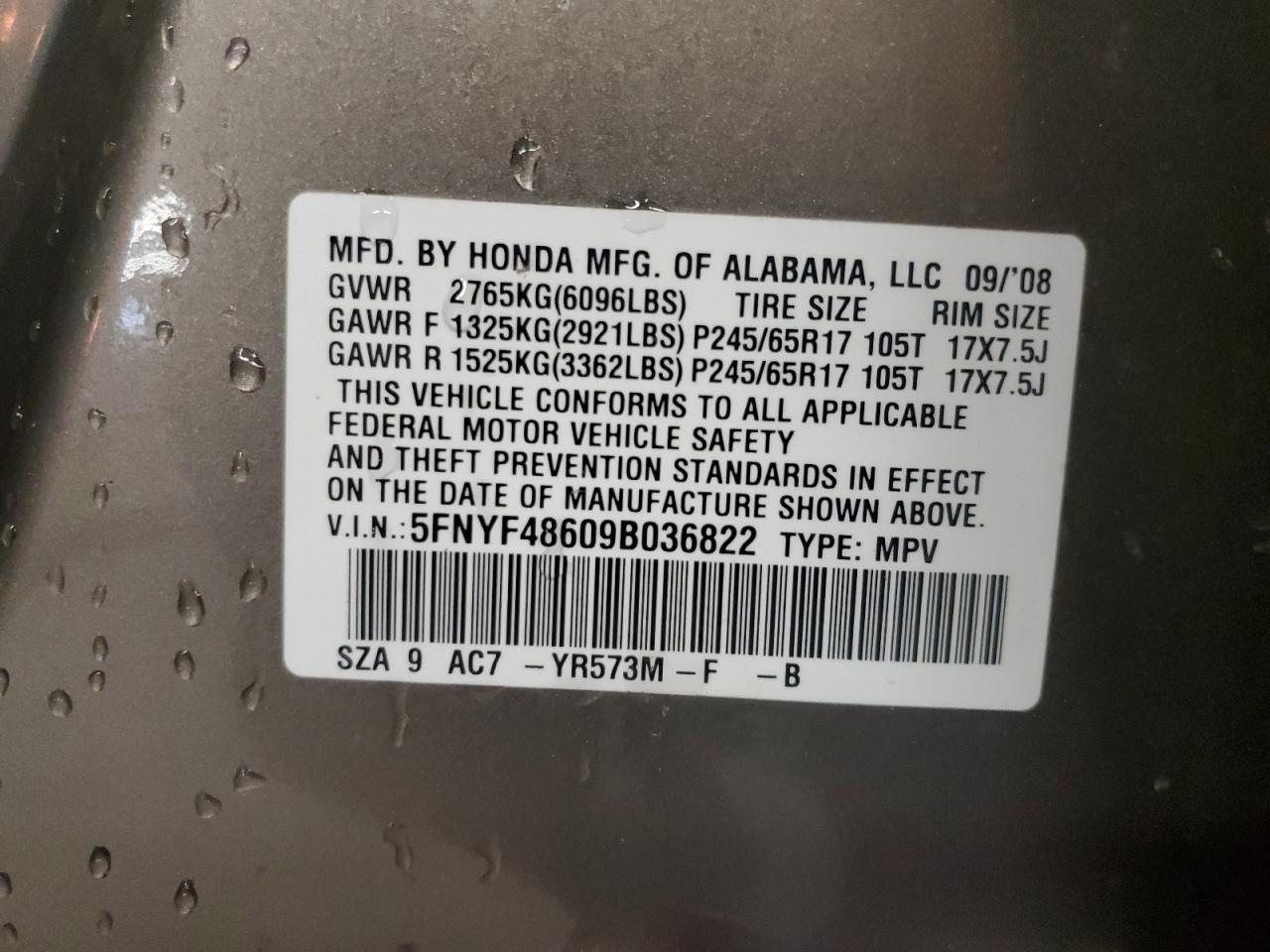 2009 HONDA PILOT