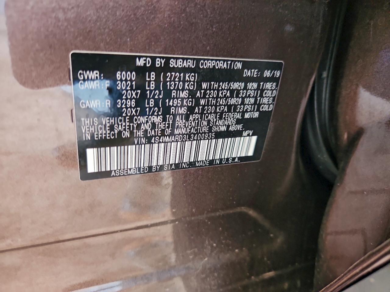 2020 SUBARU Ascent