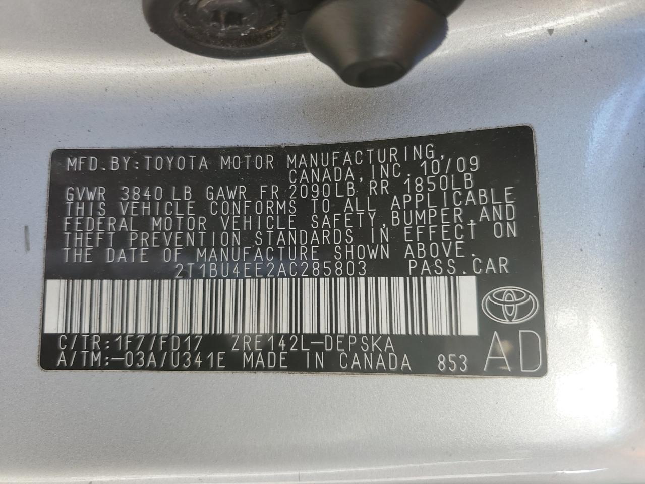 2010 TOYOTA COROLLA