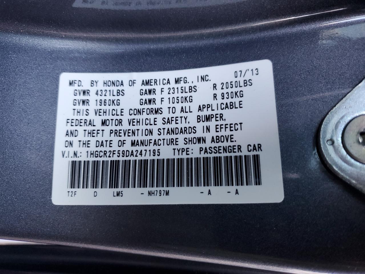 2013 HONDA ACCORD