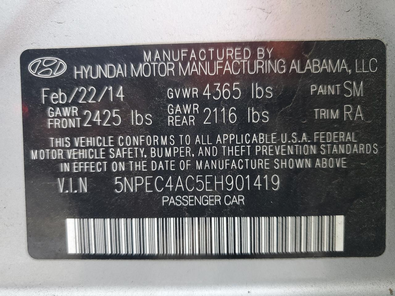 2014 HYUNDAI SONATA