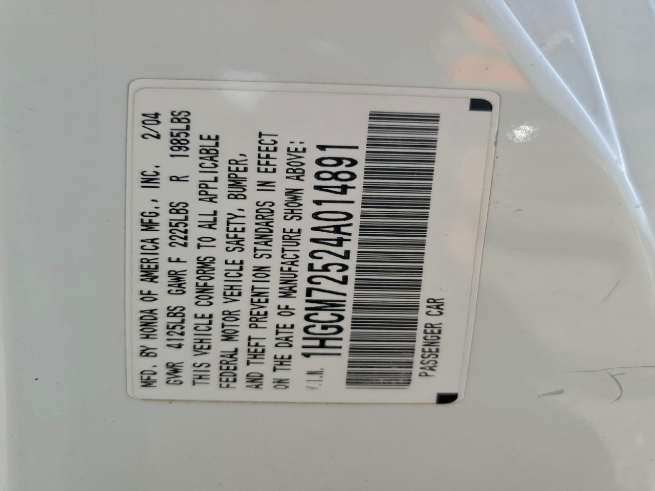 2004 HONDA ACCORD