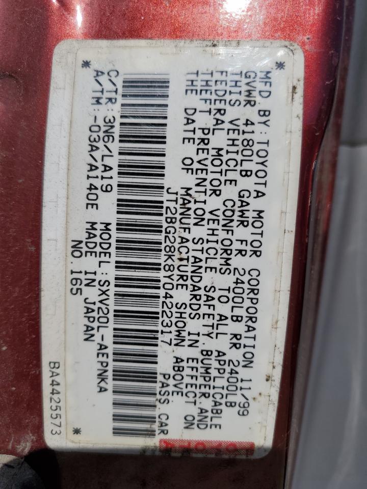 2000 TOYOTA CAMRY