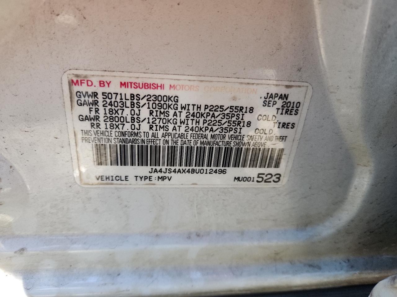 2011 MITSUBISHI outlander