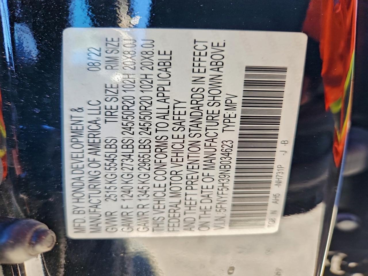 2022 HONDA PILOT