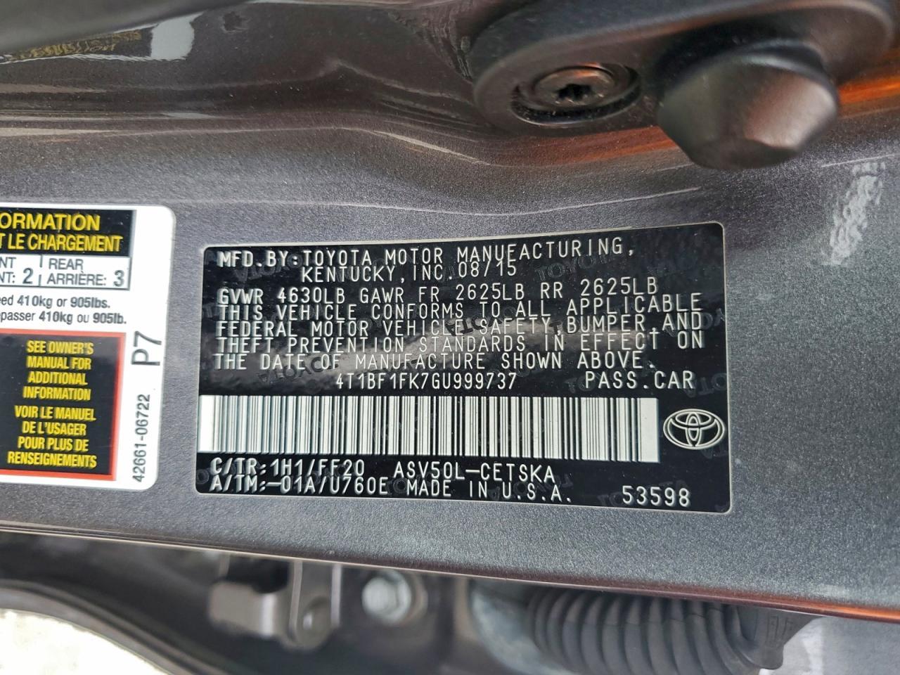2016 TOYOTA CAMRY
