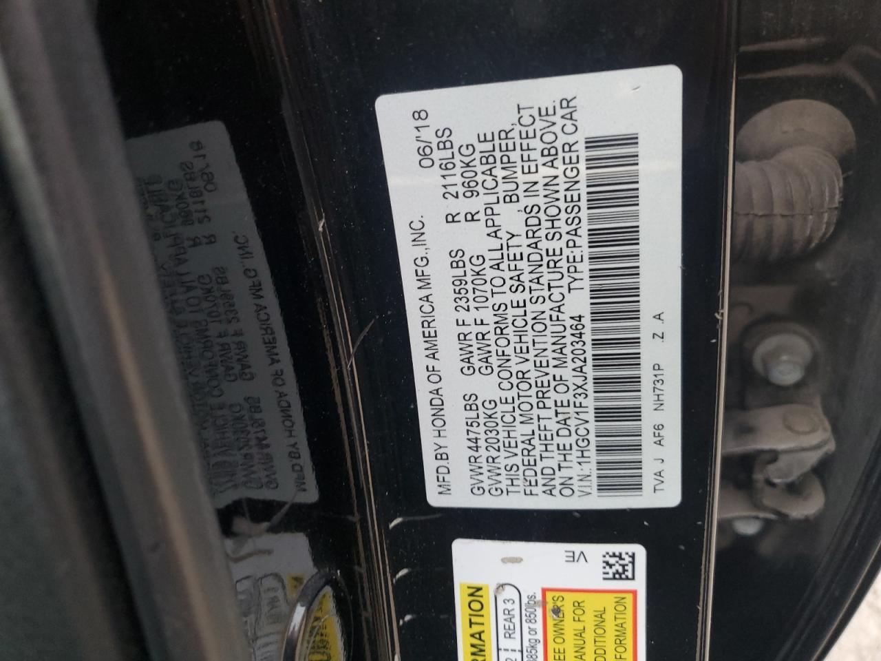 2018 HONDA ACCORD