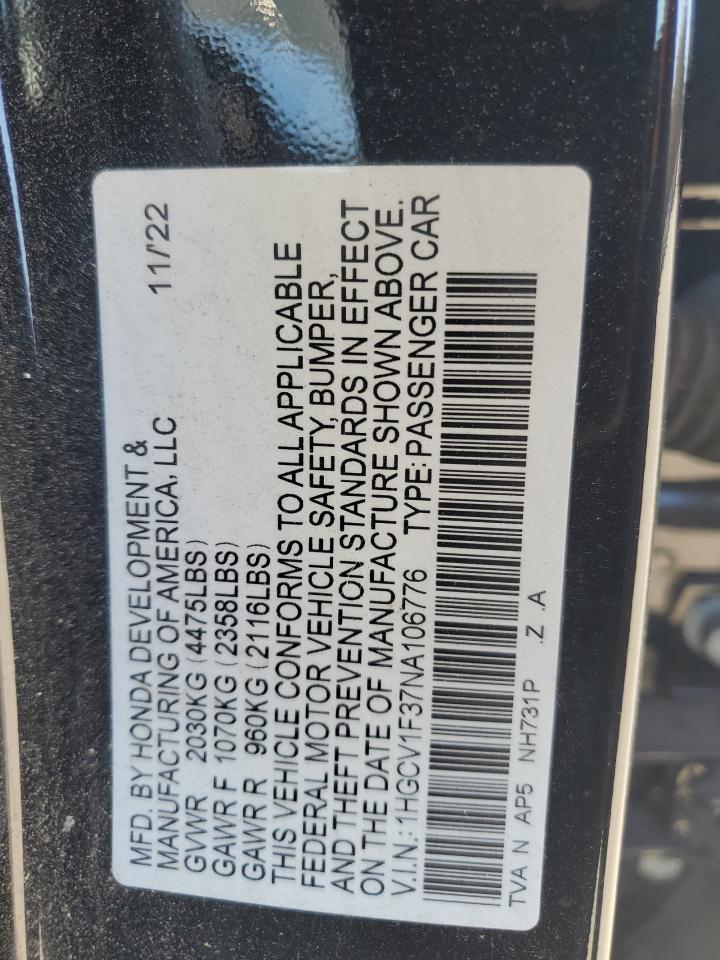 2022 HONDA ACCORD
