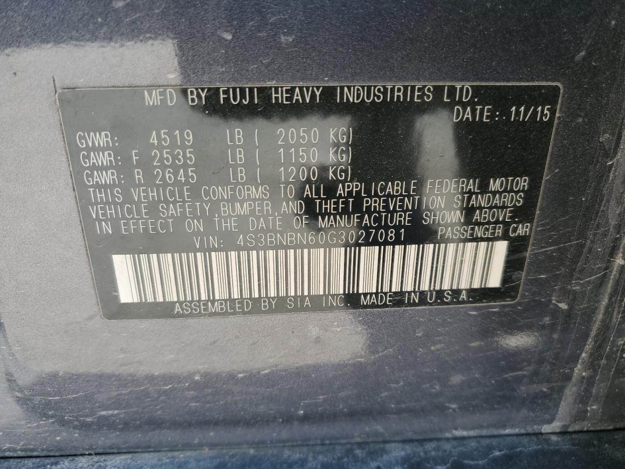 2016 SUBARU Legacy