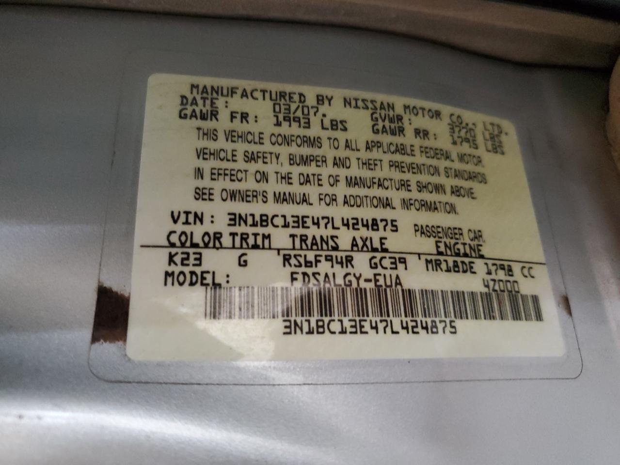 2007 NISSAN VERSA