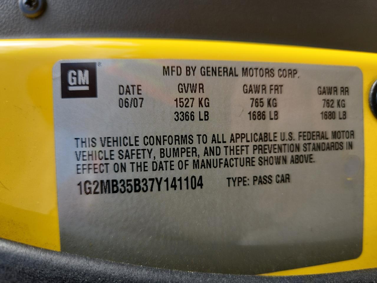 2007 PONTIAC SOLSTICE