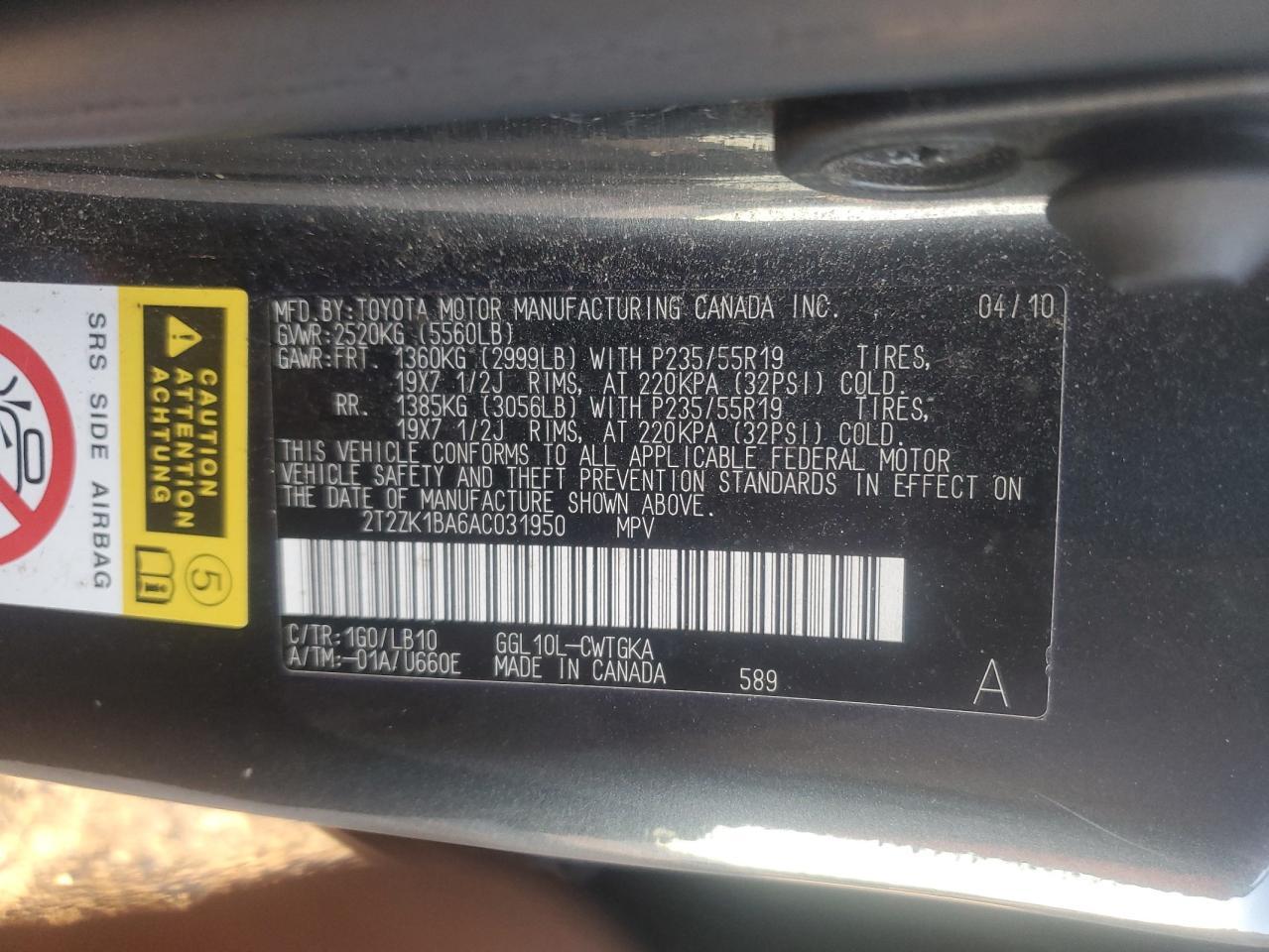 2010 LEXUS RX 350