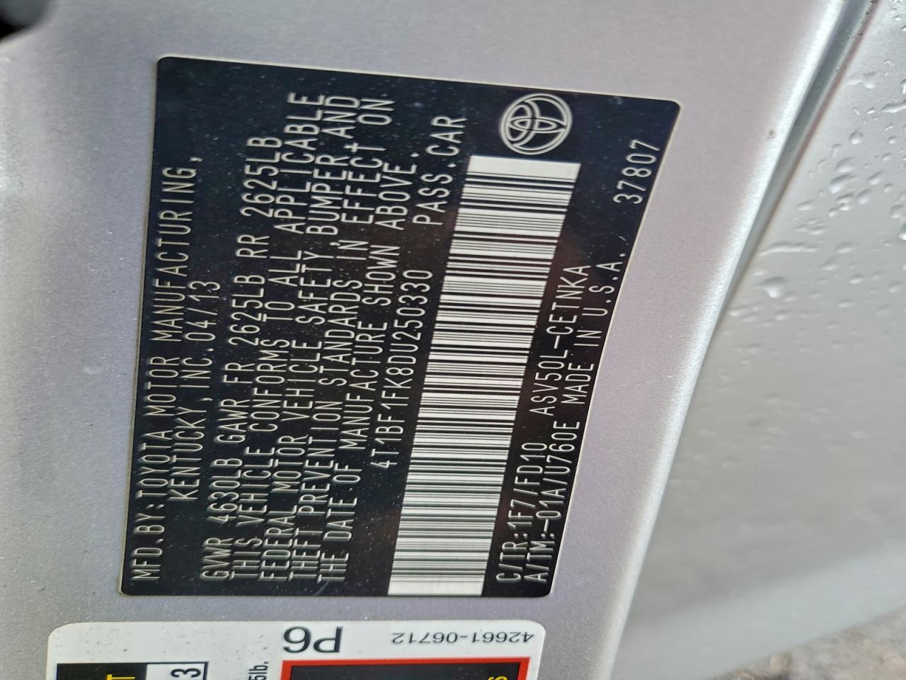 2013 TOYOTA CAMRY